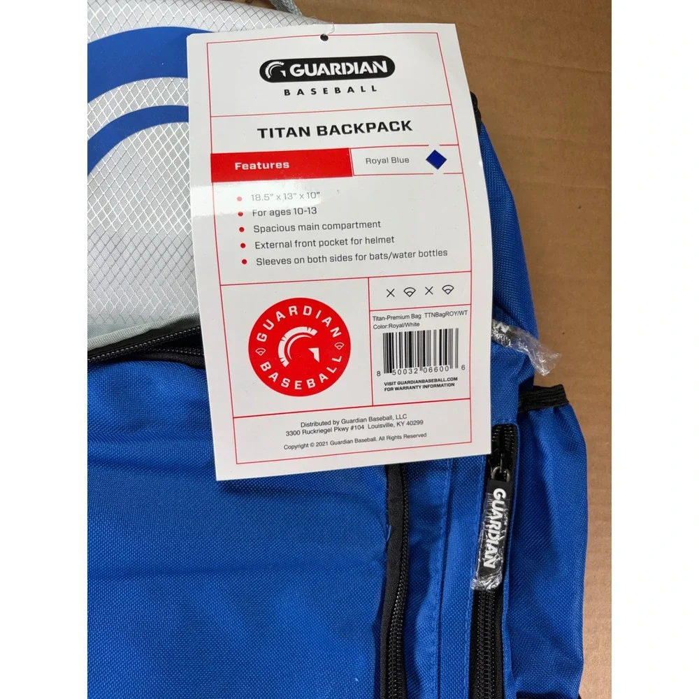 Guardian Baseball Titan Backpack Royal Blue Youth Bat Equipment Bag NWT